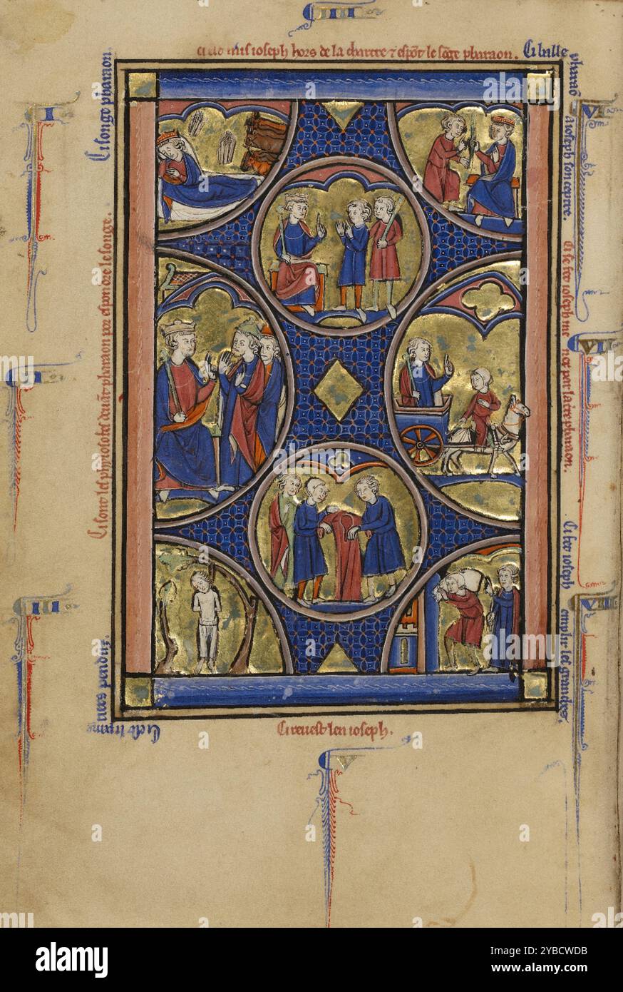 Szenen aus dem Leben Josefs; Wenzel Psalter, um 1250–1260. Stockfoto