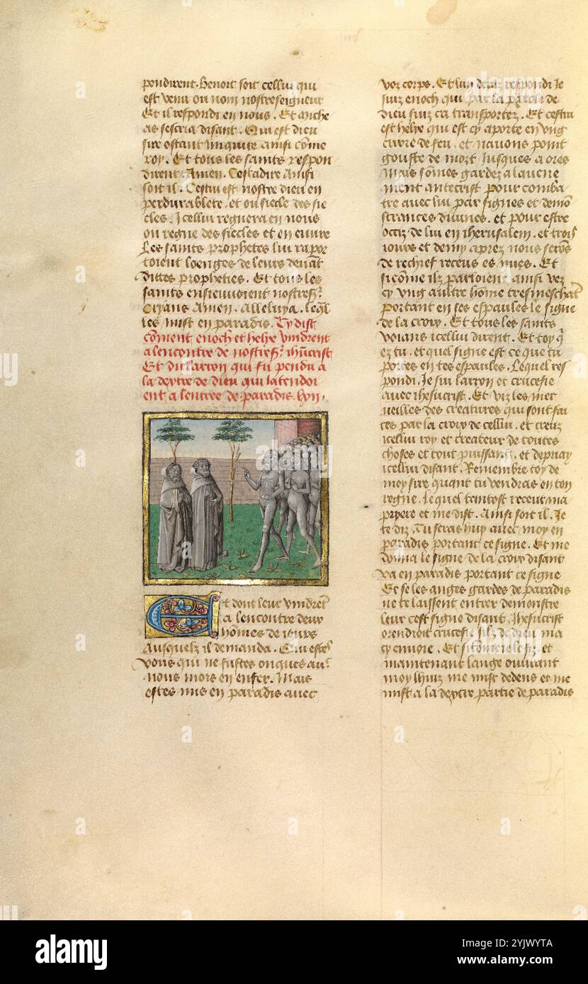 Henoch und Elijah aus der Hölle; Miroir Historial, um 1475. Stockfoto