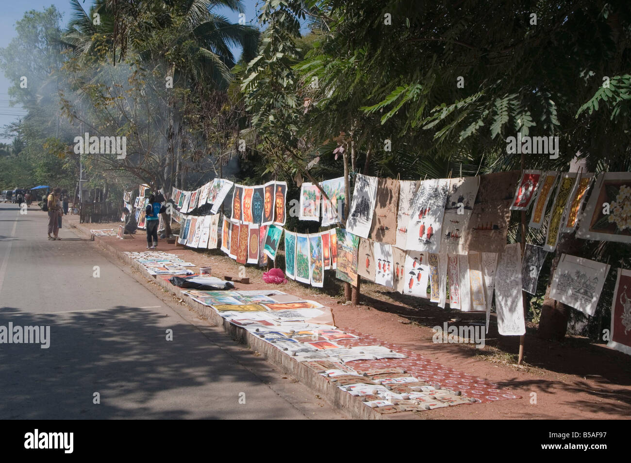 Hand Painted Plakate, Luang Prabang, Laos, Indochina, Südost-Asien Stockfoto