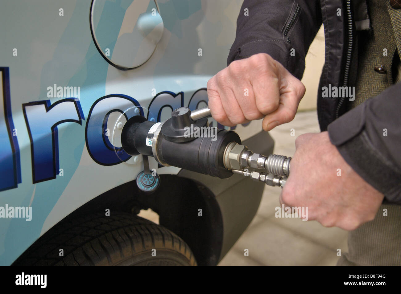 experimentelle Fiat Doblò van von Wasserstoffgas angetrieben Stockfoto