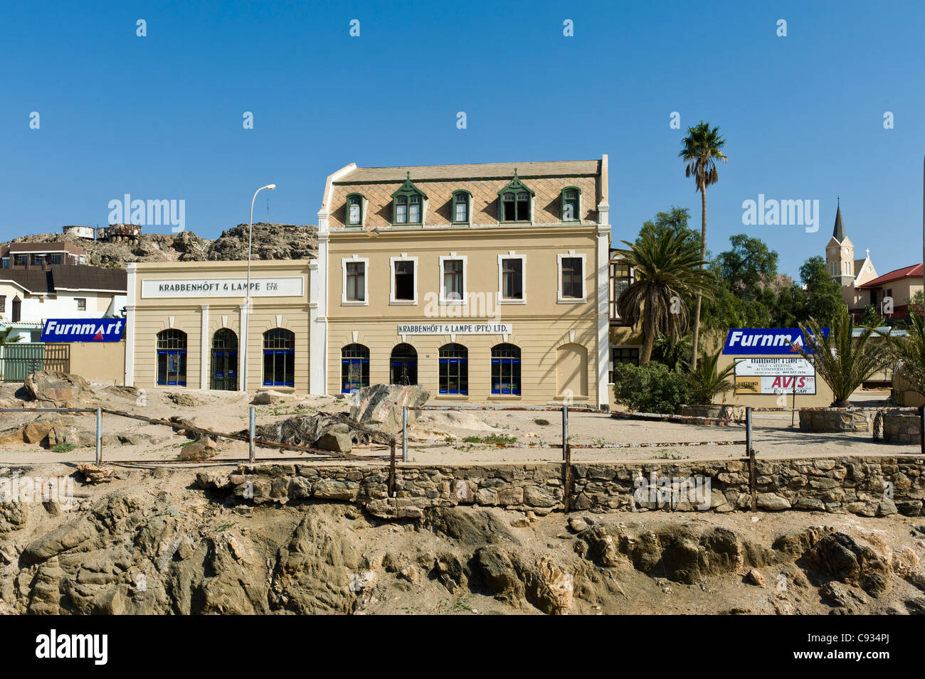 Alte deutsche Firmengebäude in Lüderitz Namibia Stockfoto