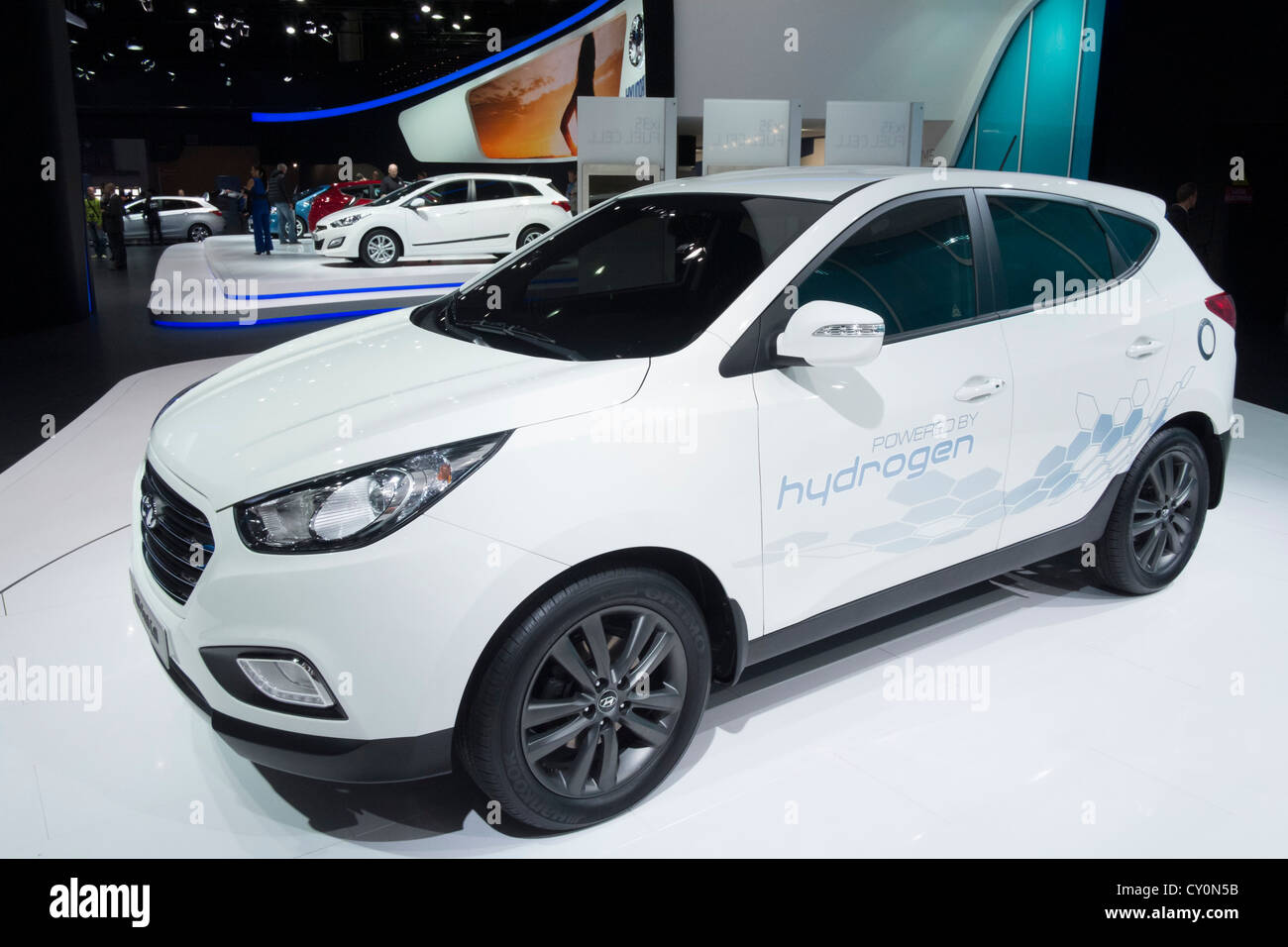 Wasserstoff-Brennstoffzelle Hyundai ix35 Konzeptfahrzeug auf der Paris Motor Show 2012 Stockfoto