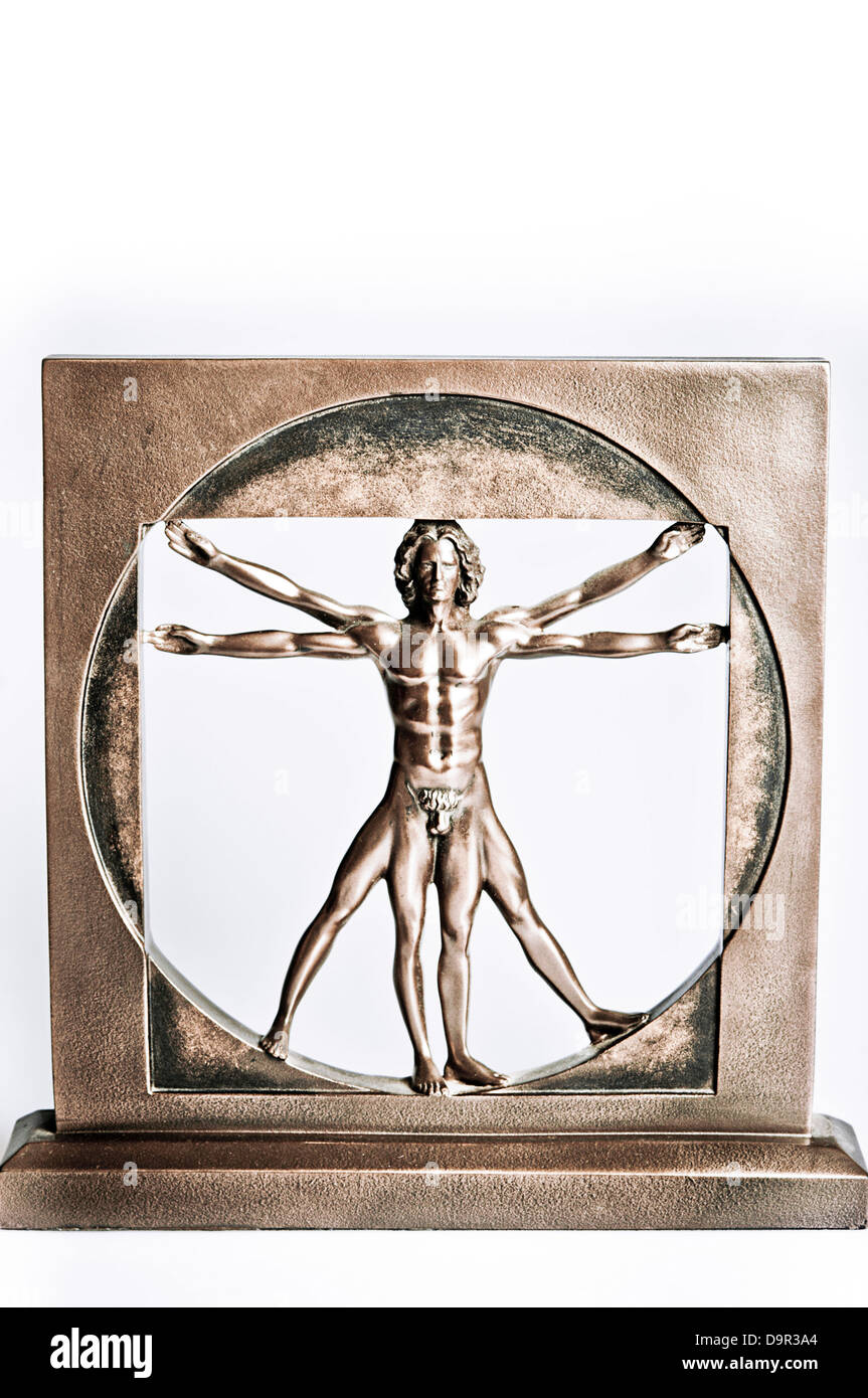 Vitruvian Man Skulptur Stockfoto