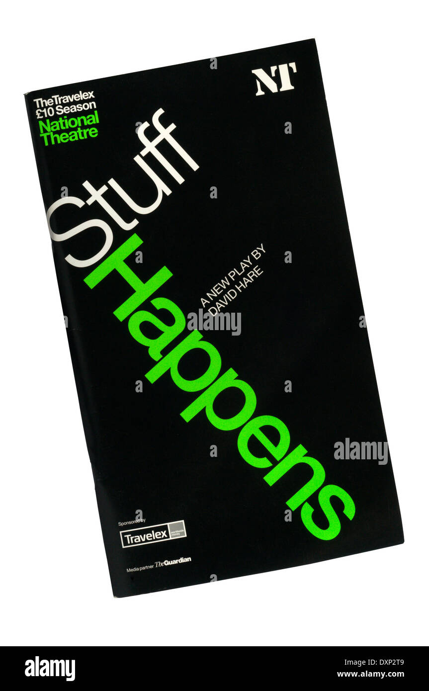 Programm für die Produktion 2004 Stuff Happens von David Hare Olivier Theatre. Stockfoto