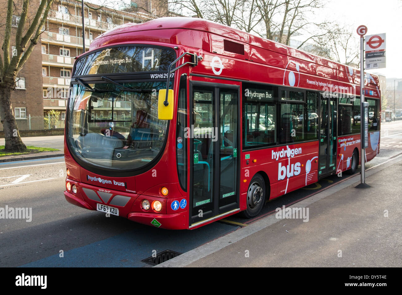 Wasserstoffbus in London England Vereinigtes Königreich Großbritannien Stockfoto