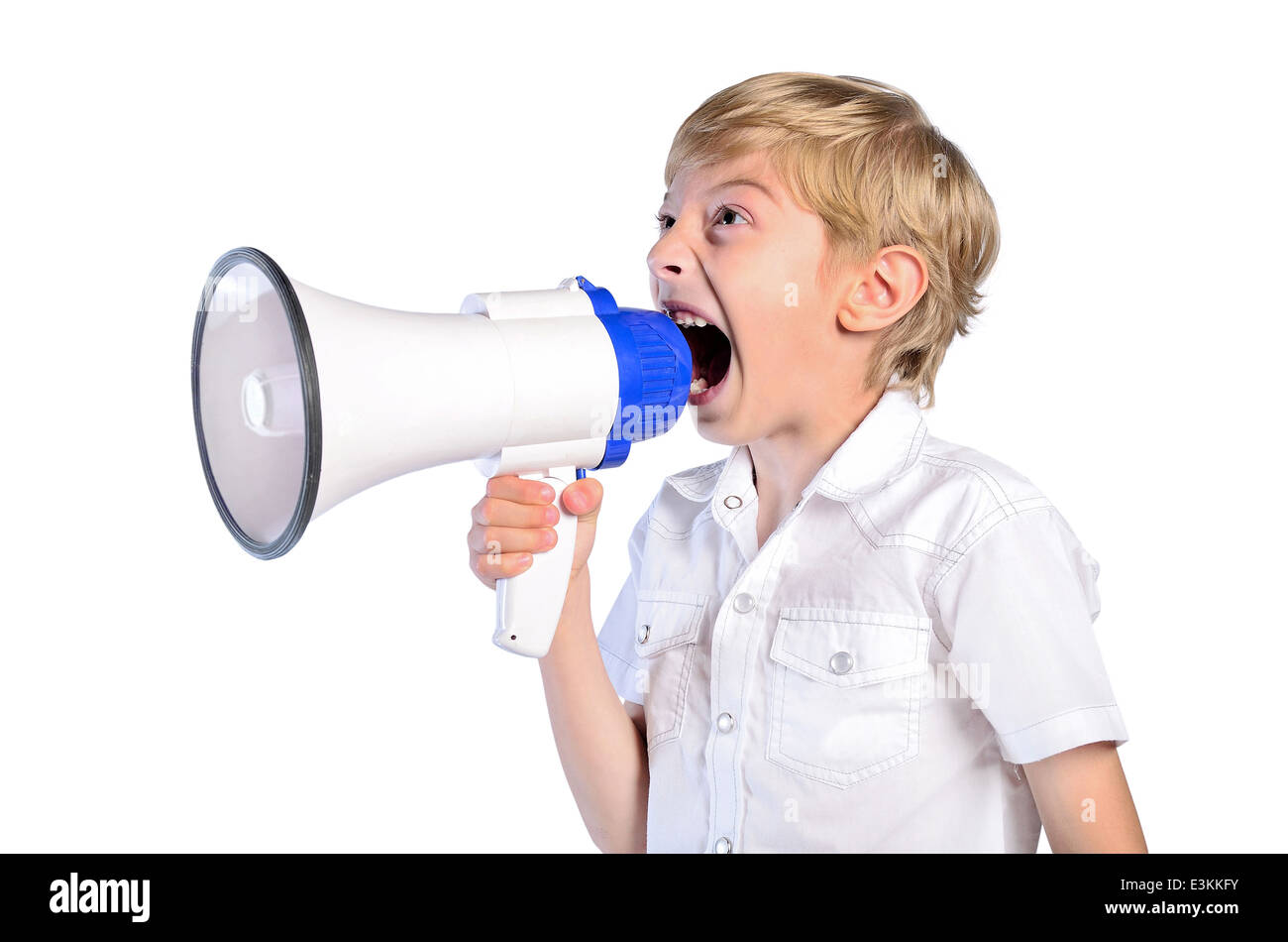 Aggression Verstärker Wut wütend verkünden Hintergrund bizarre junge Kind kommunizieren Konzept Demonstration Emotion energetische Energ Stockfoto