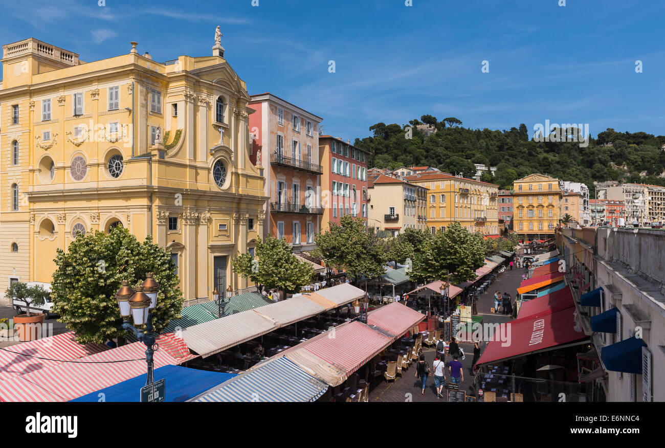 Nizza, Provence, Frankreich, Europa - bunte Restaurants sind Architektur in der Altstadt Stockfoto