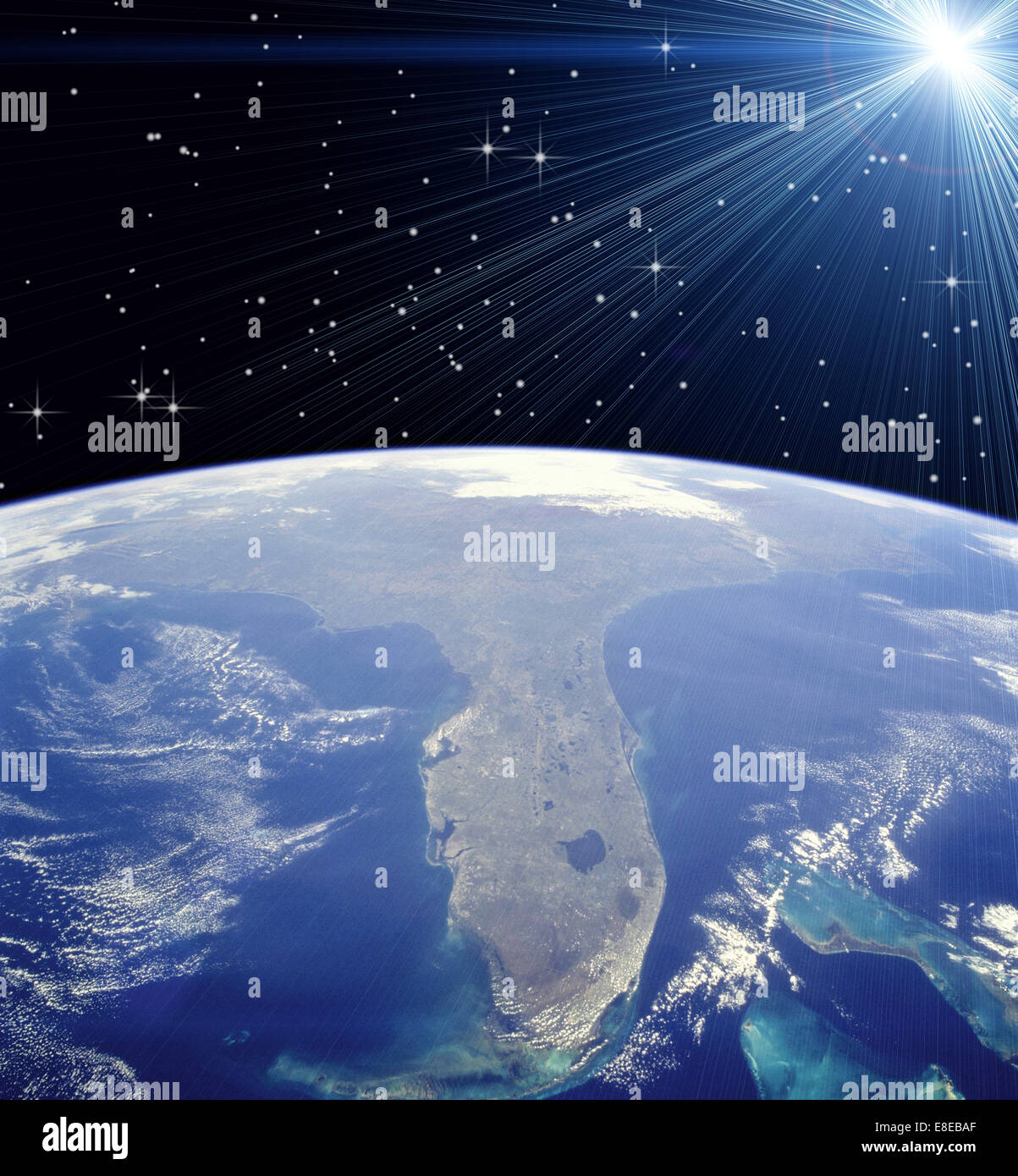 NASA-Foto aus dem Weltall zeigt Florida und hellen Stern Stockfoto