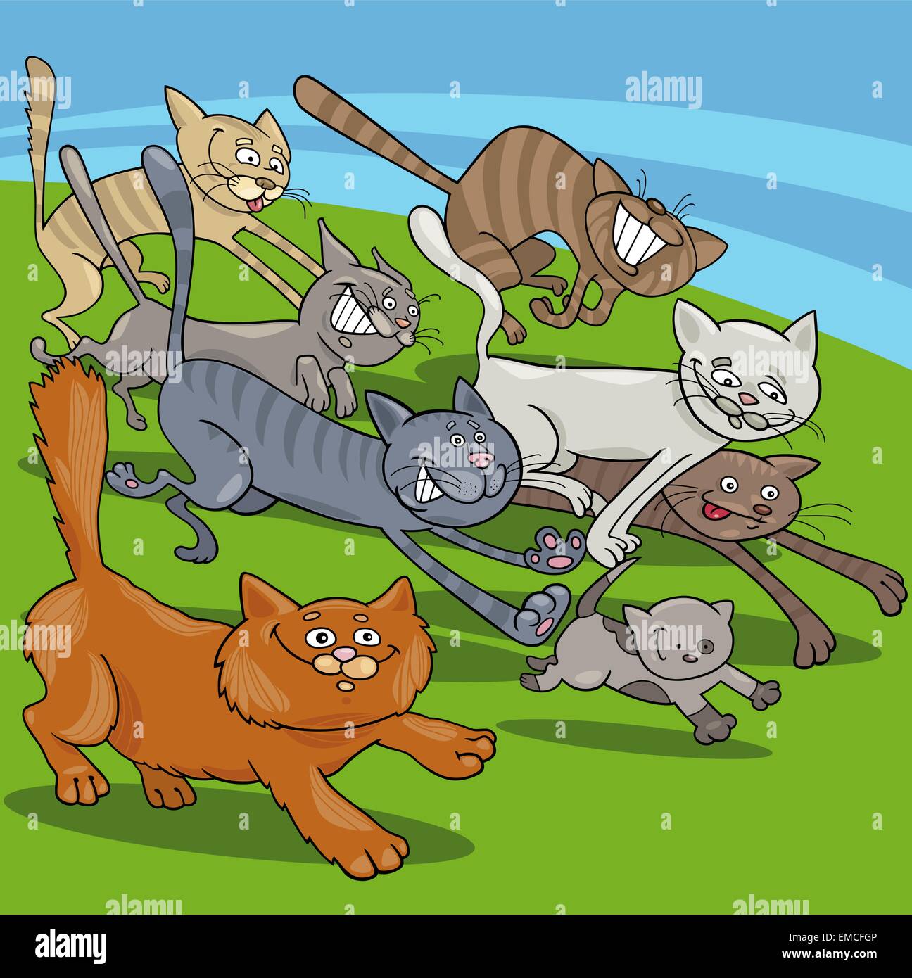 laufende Katzen Cartoon illustration Stock Vektor