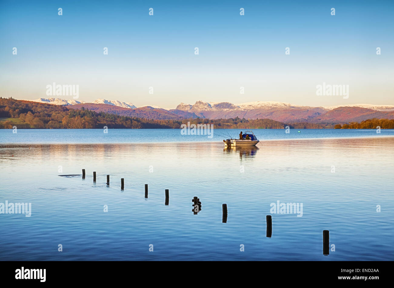 Angeln auf Windermere Stockfoto