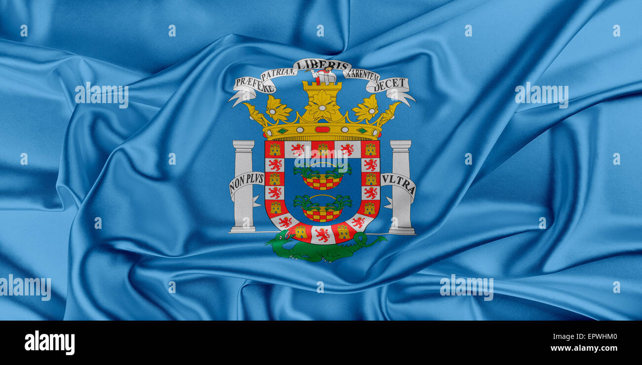 Flagge von Melilla Stockfoto