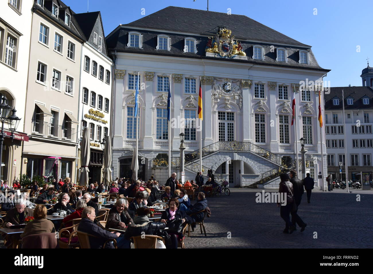 Bonn, Deutschland, Marktplatz und altes Rathaus Stockfoto