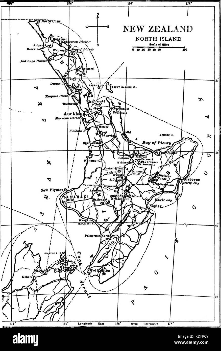 Malerische Neuseeland, Nord Insel Karte Stockfoto