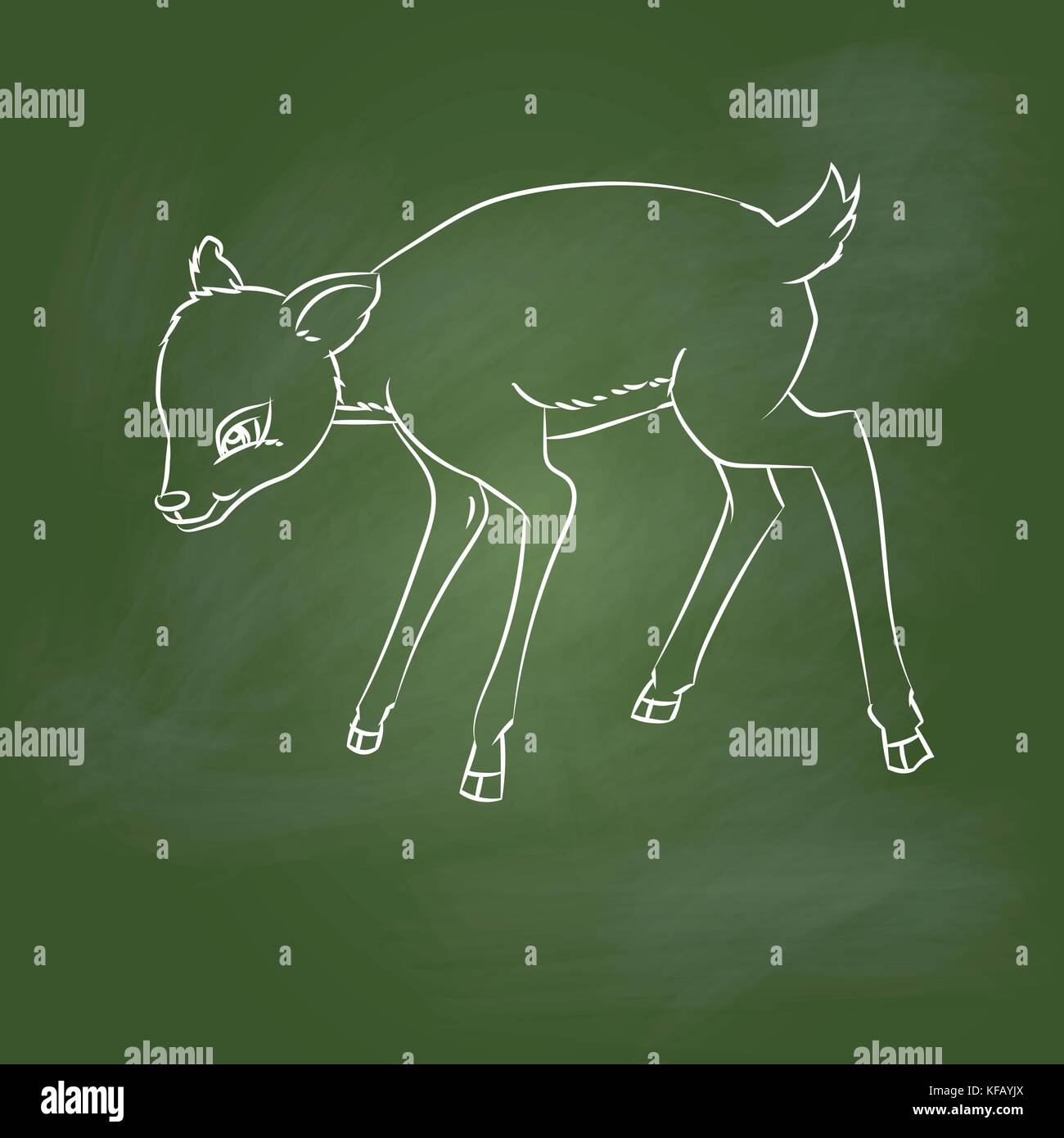 Handzeichnung Rotwild Ratte Cartoon auf strukturierte Grün. für Bildung Konzept, Vector Illustration, Zeichnung mit Kreide auf greenboard. Stock Vektor