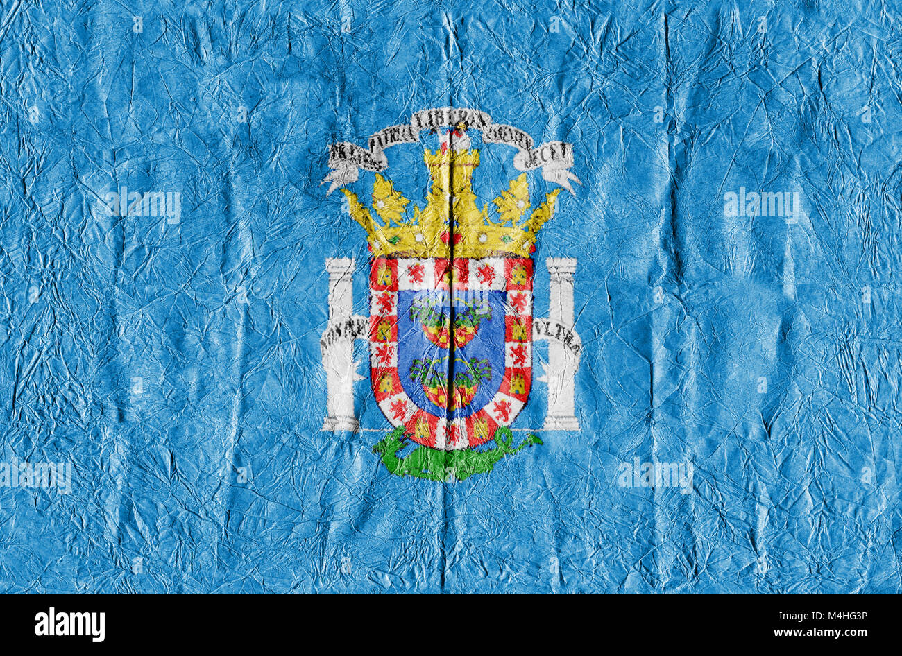 Melilla Flagge auf einem Papier in Nahaufnahme Stockfoto