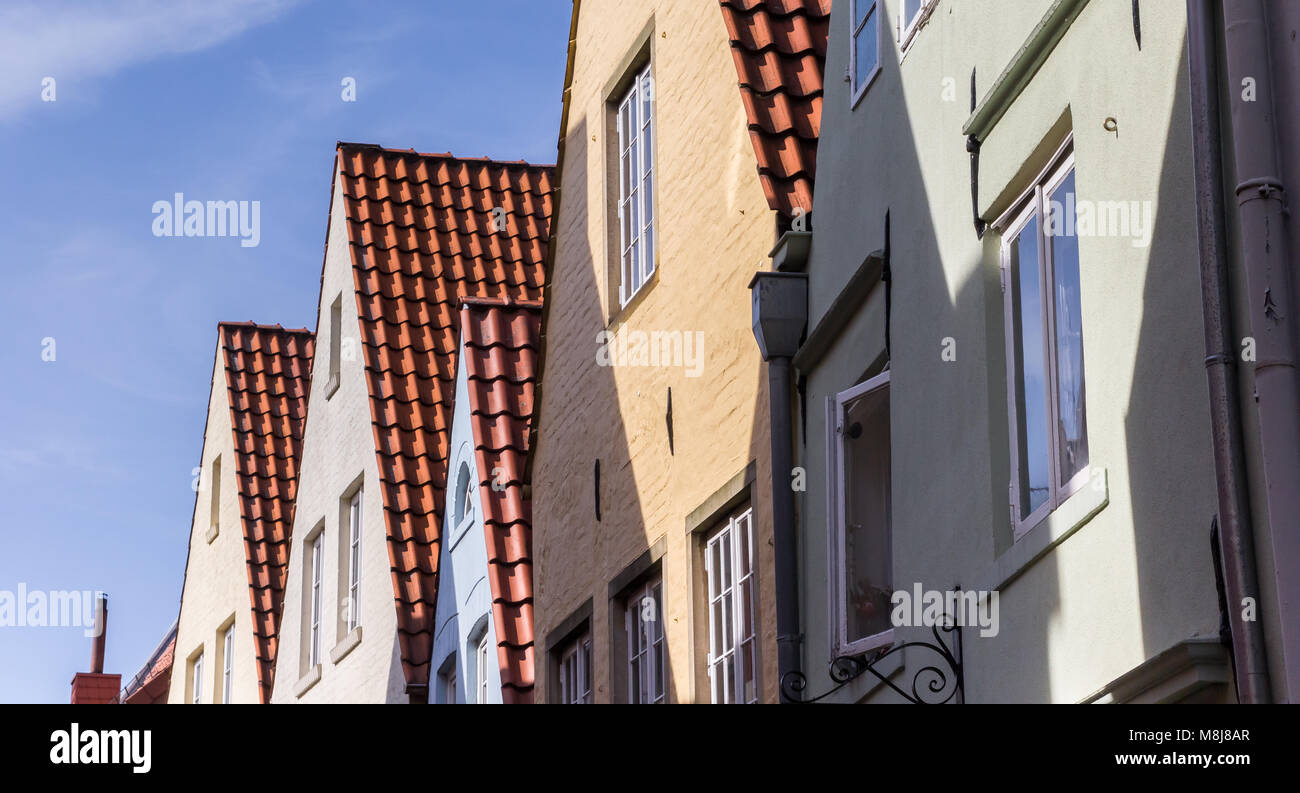 Panorama der bunten Fassaden der Schnoor Viertel von Bremen, Deutschland Stockfoto