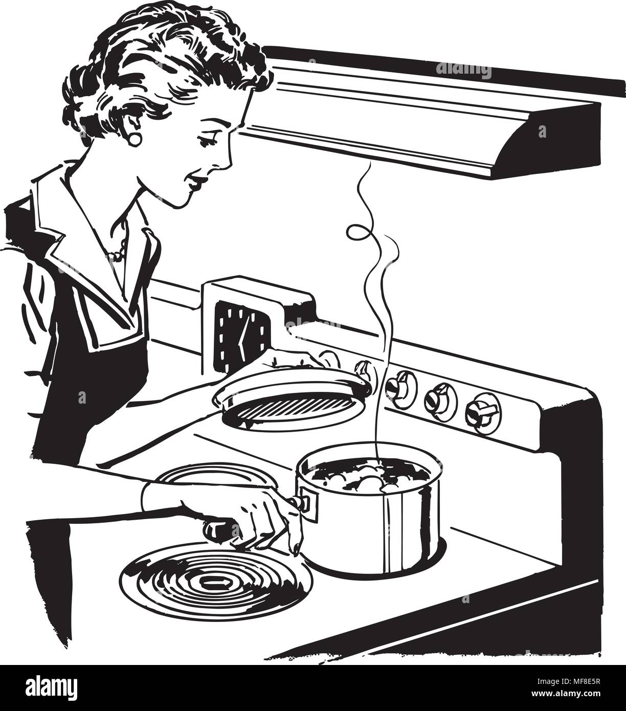 Home Kochen - Retro Clipart Illustration Stock Vektor