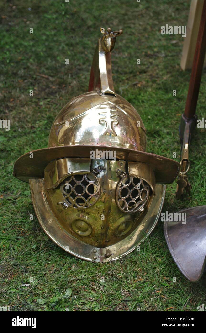 Eine antike Römische gladiatoren Helm. Stockfoto