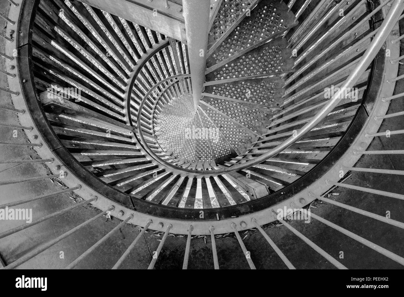 Stahl Wendeltreppe als Feuerleiter. Stockfoto