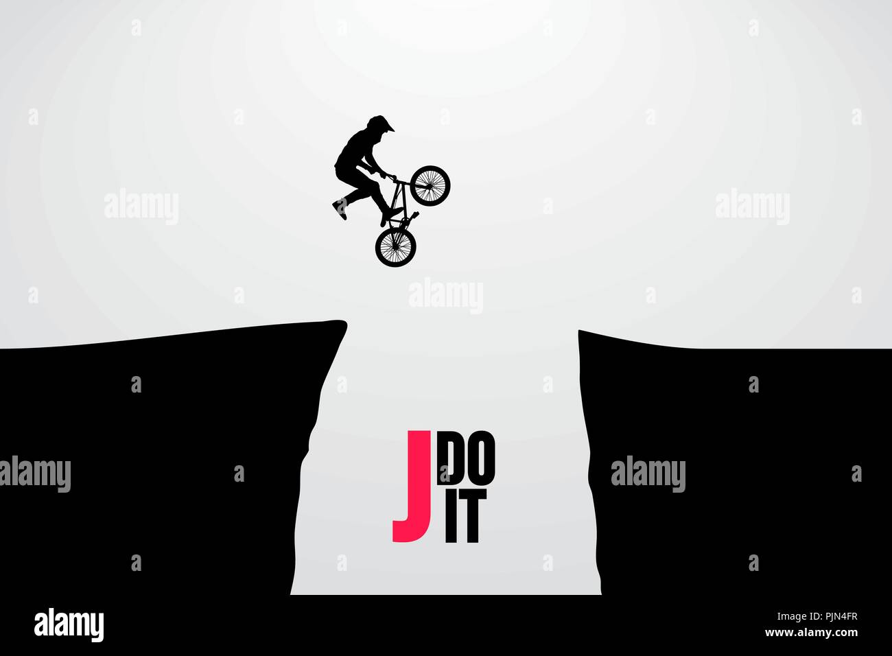 Silhouette einer BMX-rider. Hintergrund und Text auf einem separaten Layer, Farbe kann mit einem Klick geändert werden. Vector Illustration Stock Vektor