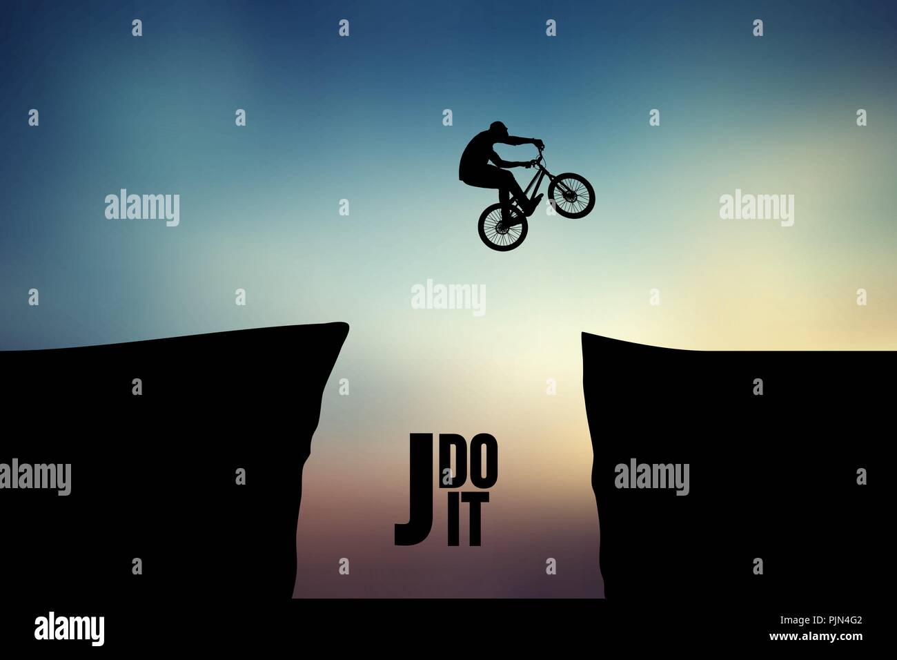 Silhouette einer BMX-rider. Hintergrund und Text auf einem separaten Layer, Farbe kann mit einem Klick geändert werden. Vector Illustration Stock Vektor