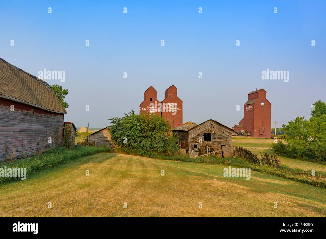 Erbe Getreidesilos, Rowley, Alberta, Kanada. Stockfoto