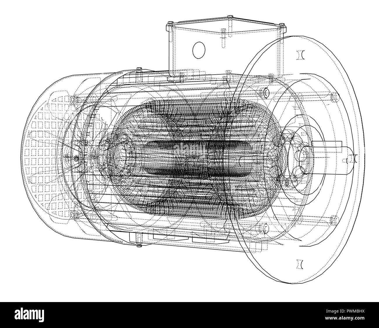 Elektromotor Skizze. Vektor Stock Vektor