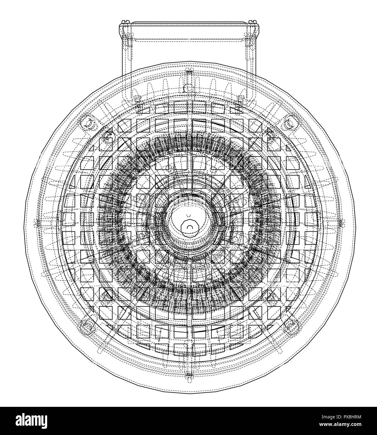 Elektromotor Skizze. Vektor Stock Vektor