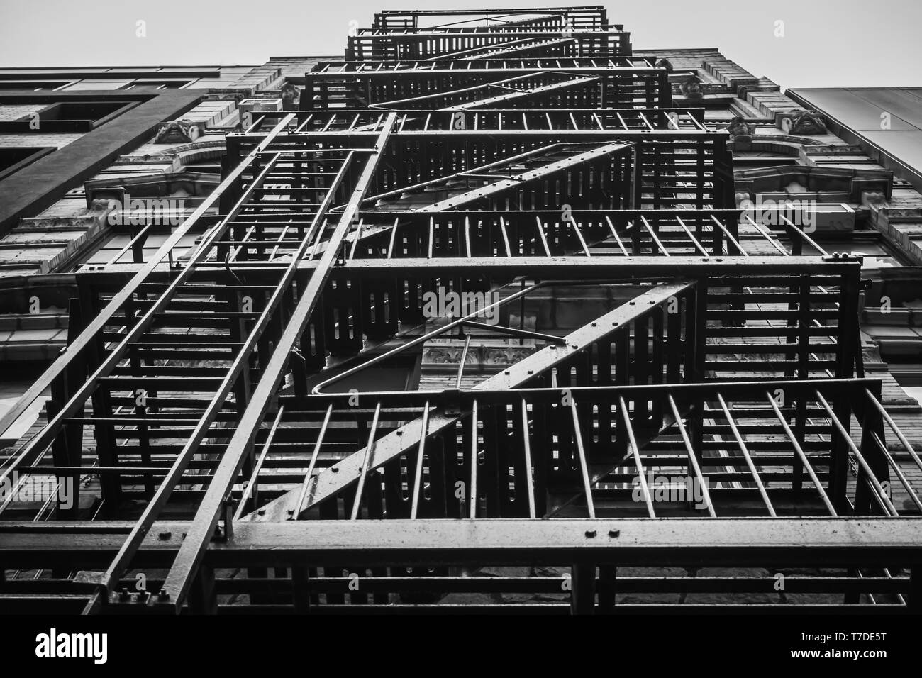 Treppen in Gebäude in New York in Schwarz und Weiß Stockfoto