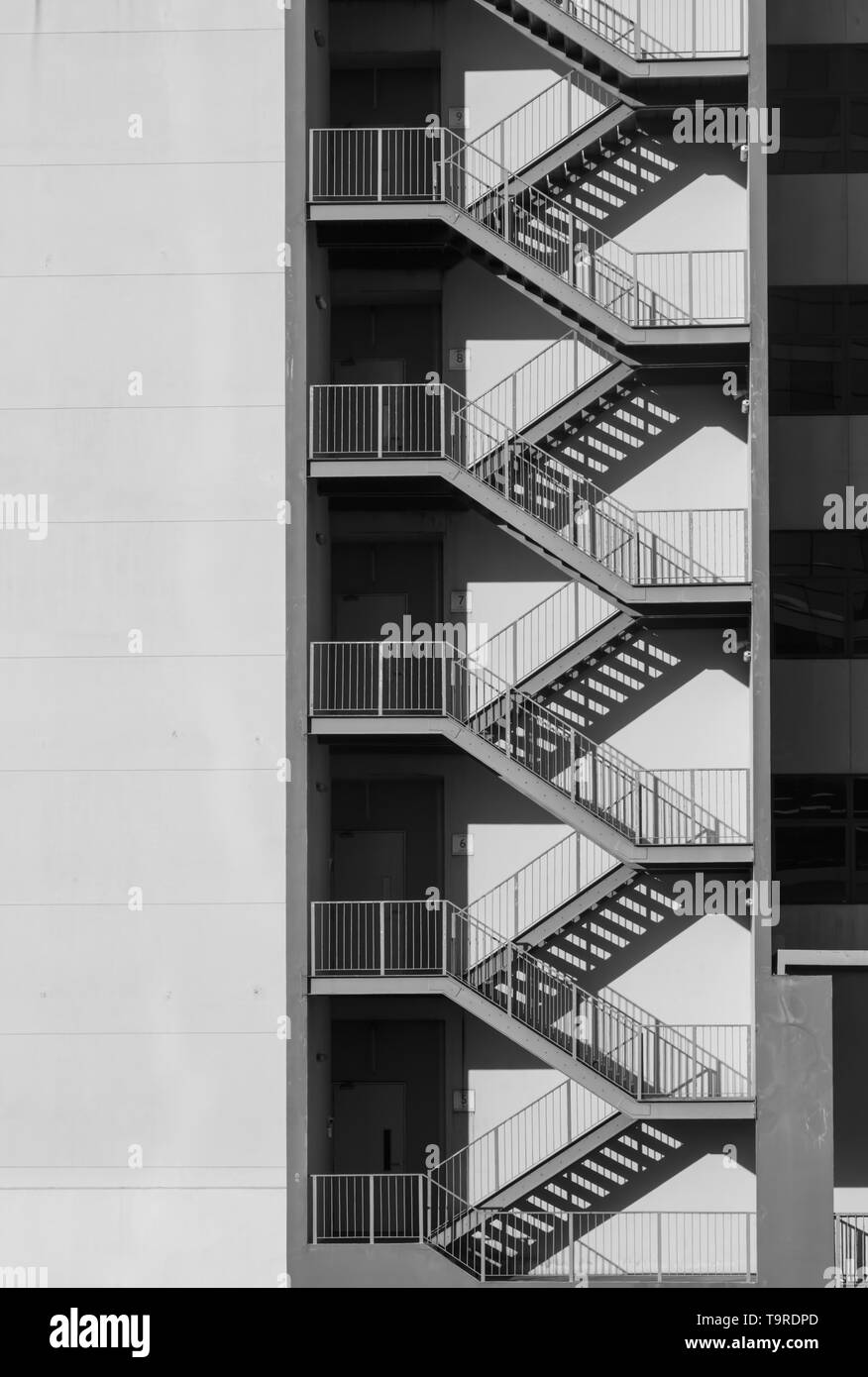 Fassade mit Außentreppe Stockfoto