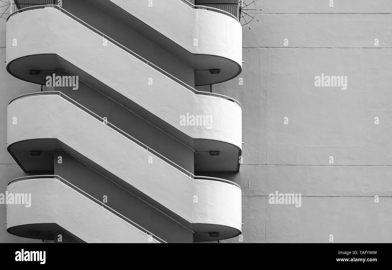 Konkrete weiß Outdoor treppen Fassade Stockfoto