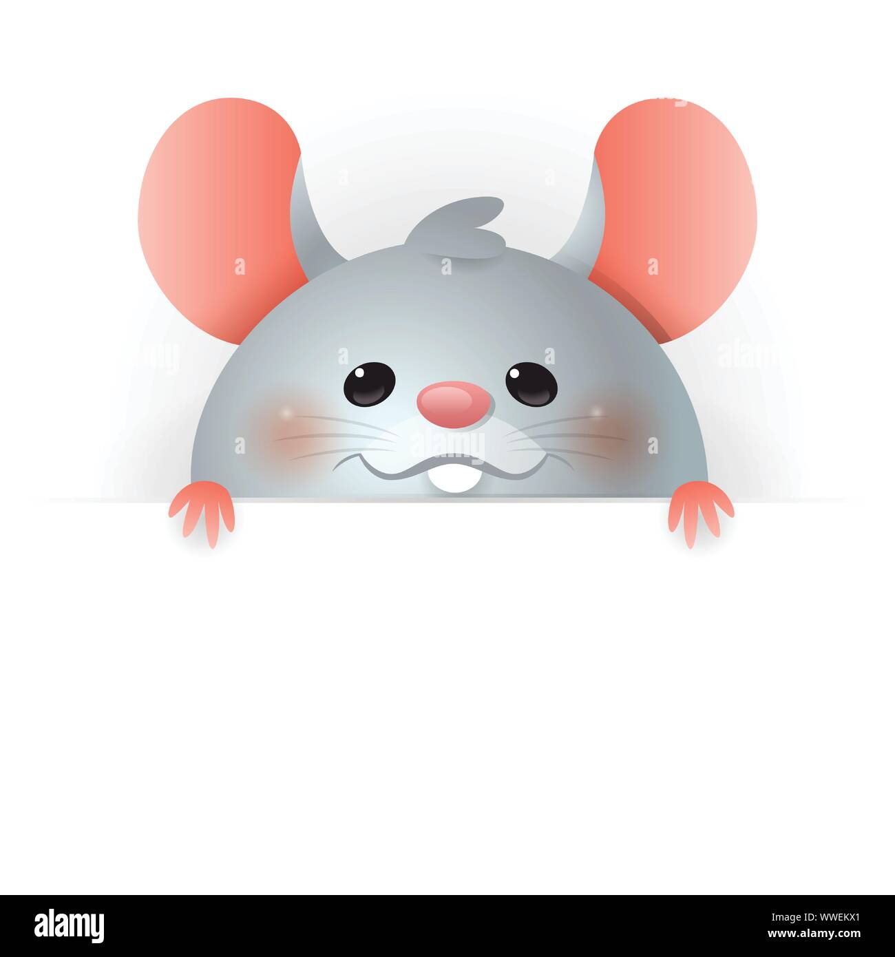 Süße Ratte an Bord - Chinesische Sternzeichen Jahr der Ratte - Vector Illustration auf transparentem Hintergrund isoliert Stock Vektor