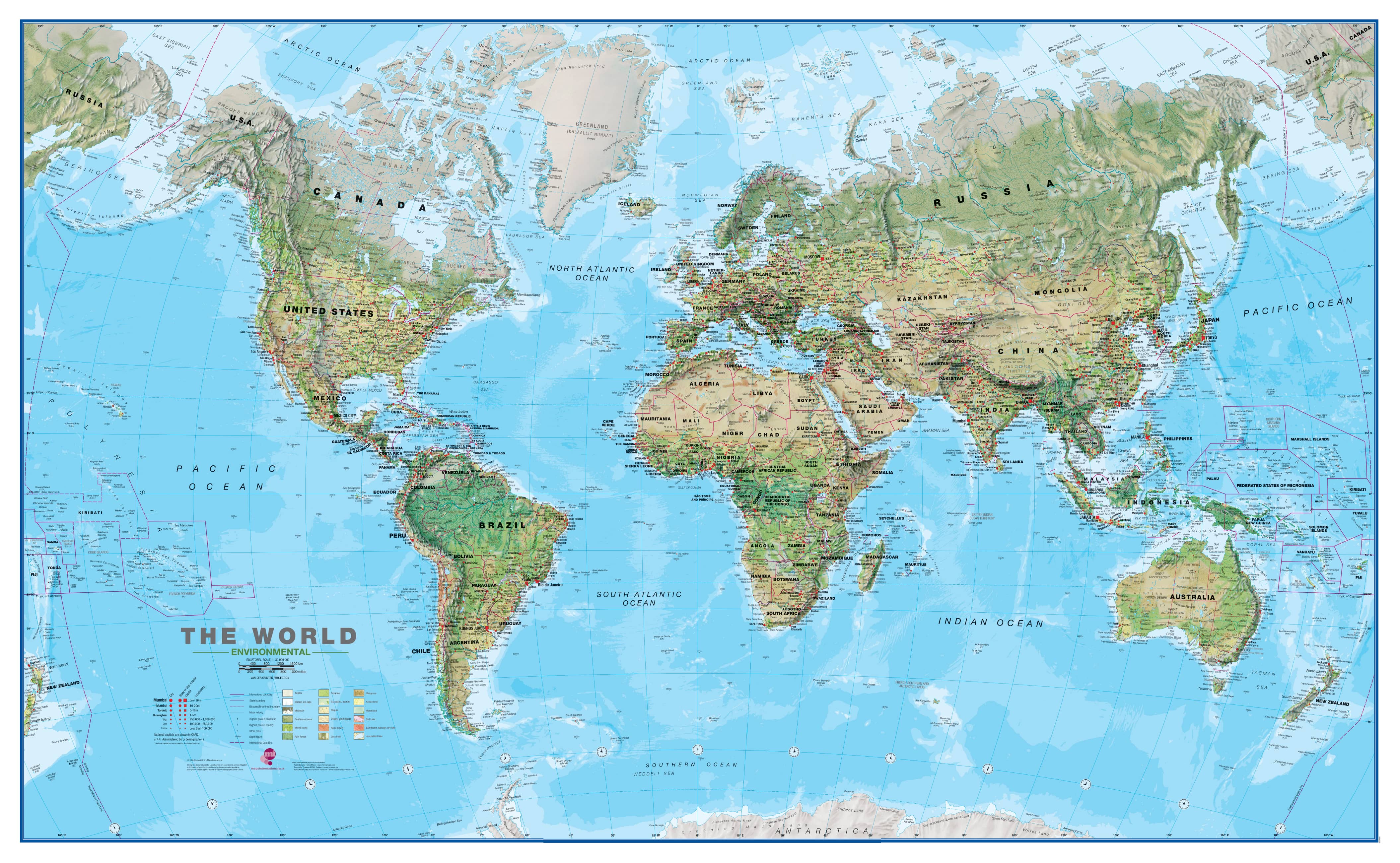 World Maps International Environmental 1395 x 875mm Wall Map