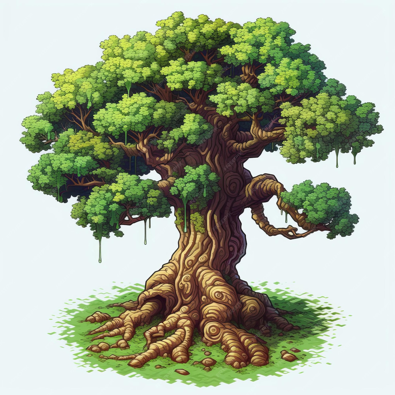 Premium AI Image | 8Bit Isometric Oak Tree A Pixel Art Masterpiece