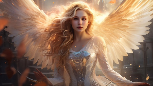 Premium AI Image | Beautiful fantasy angel light royalty wallpaper ...