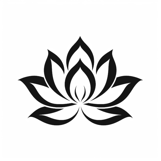 Premium AI Image | a black and white lotus flower logo on a white ...