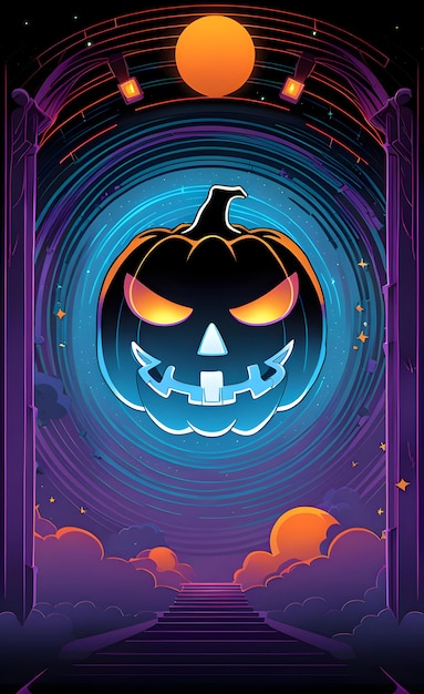 Premium AI Image | Halloween neon background illustration