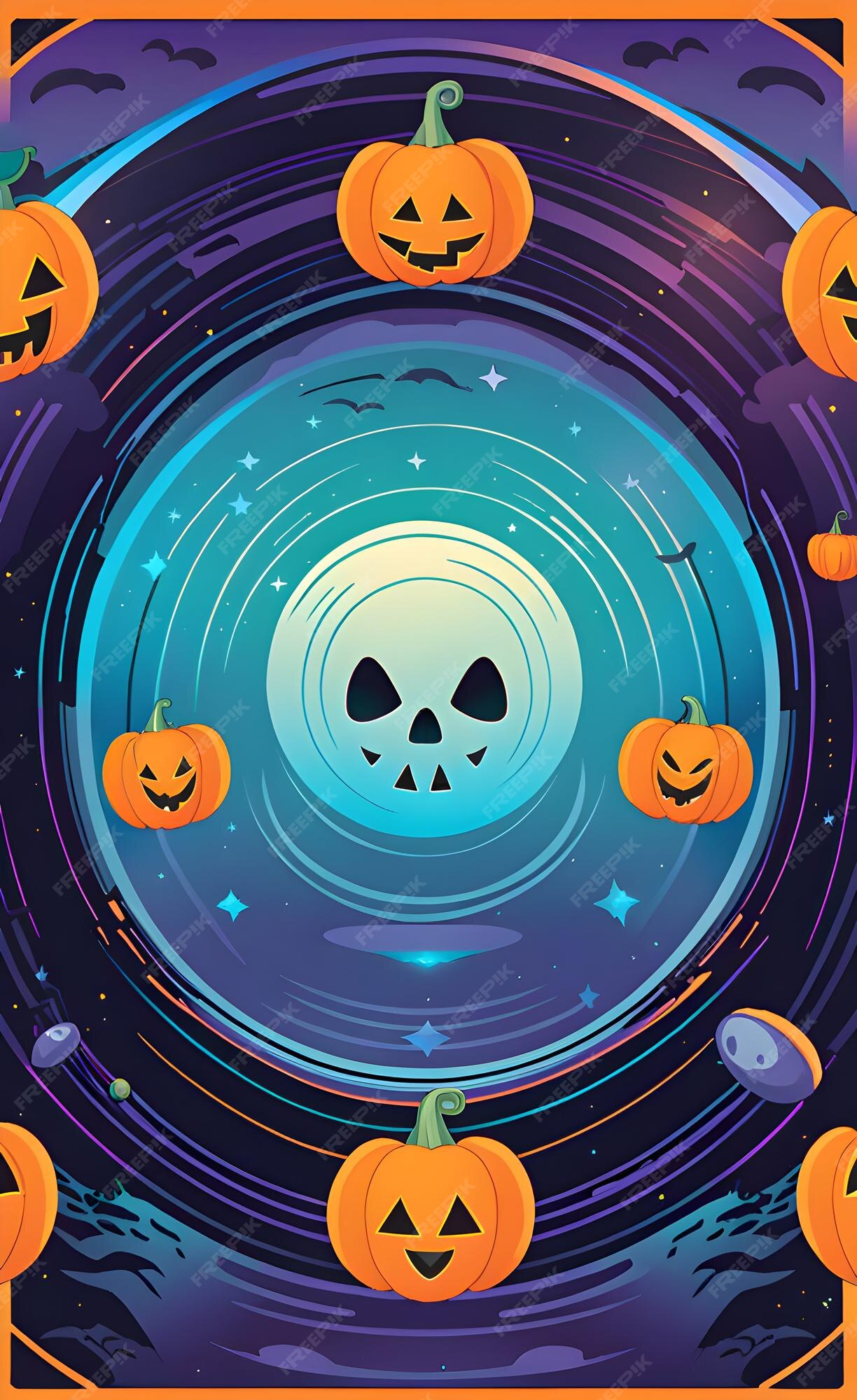 Premium AI Image | Halloween neon background illustration