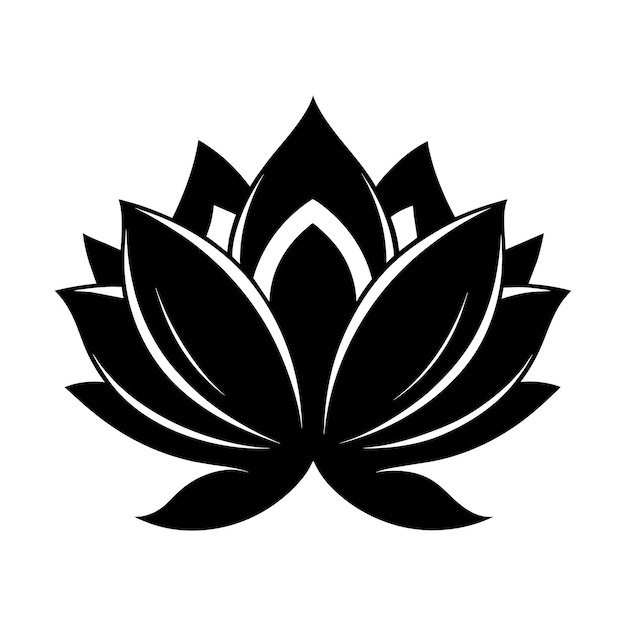 Premium Vector | A black silhouette drawing of a lotus flower