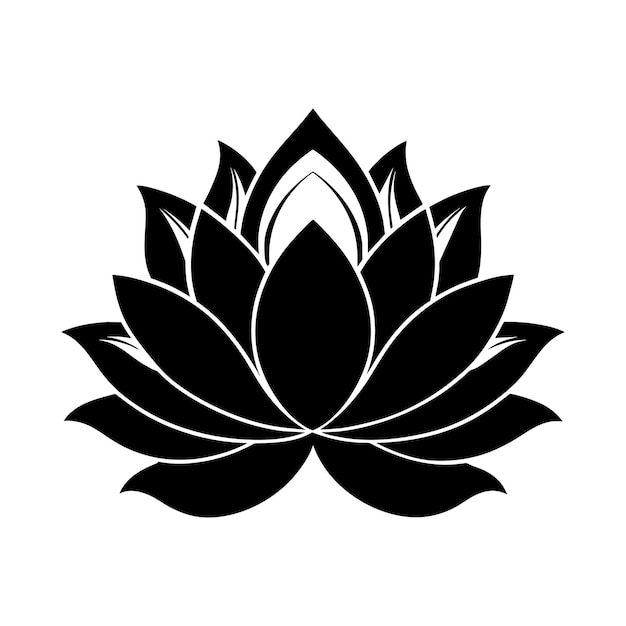 Premium Vector | A black silhouette drawing of a lotus flower