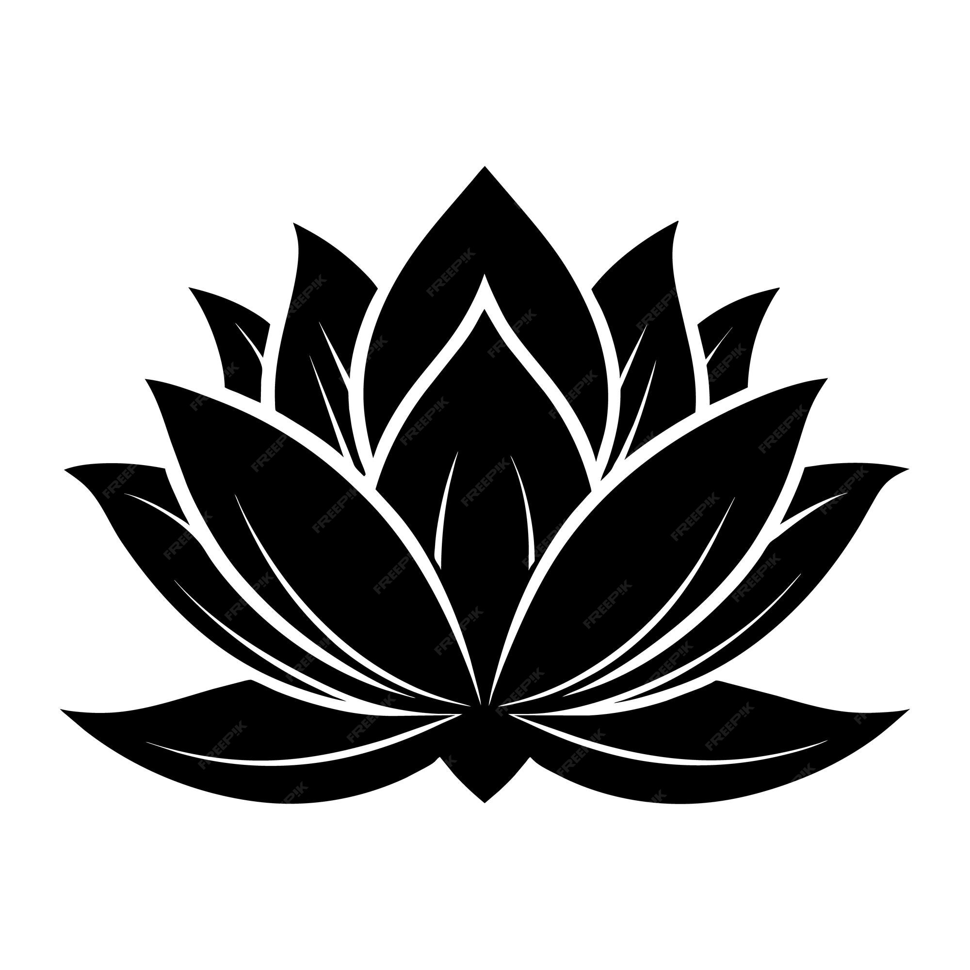 Premium Vector | A black silhouette drawing of a lotus flower