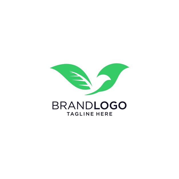 Premium Vector | Green leaf formed bird logo template