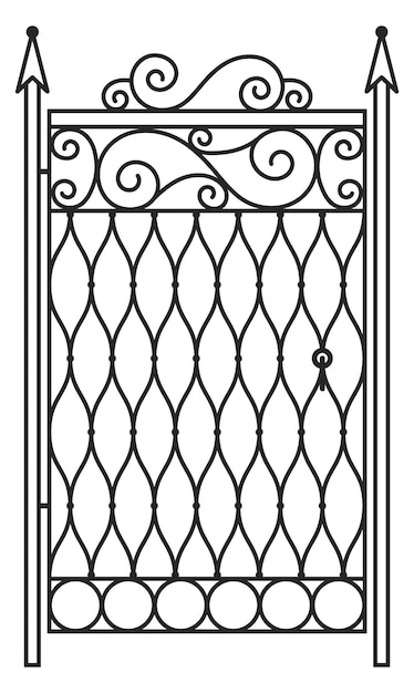 Premium Vector | Ornate iron forged fence in retro decorative style