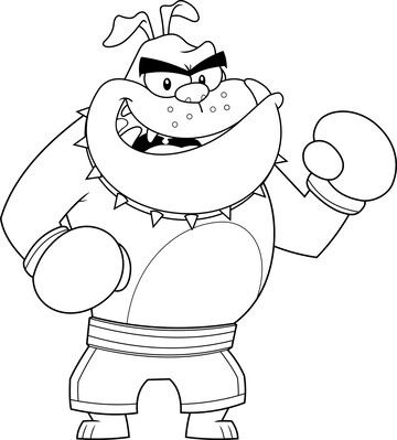 Premium Vector | Outlined bulldog cartoon character boxer ready to ...