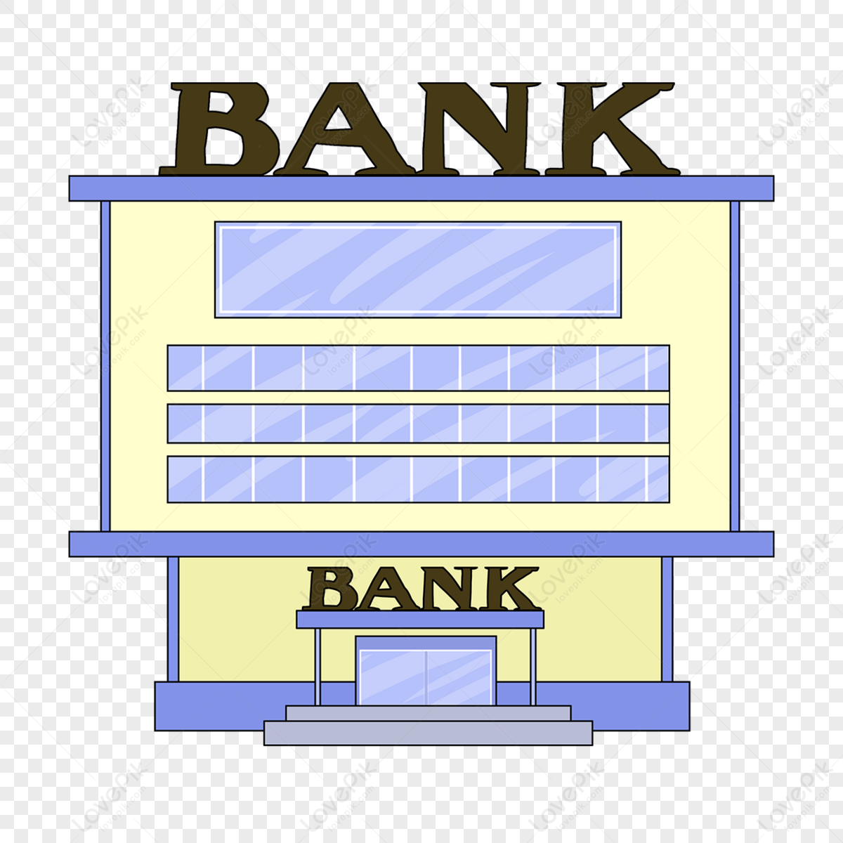 Bank Clip Art Cartoon Style Clipart Light Yellow Office Building Bank ...