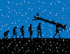 Cartoon: evozimno (small) by Lubomir Kotrha tagged evolution,winter,snow