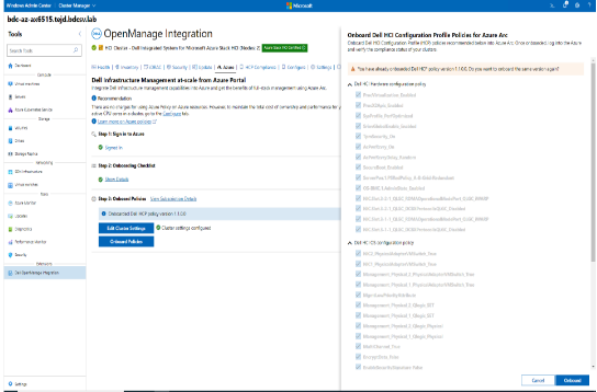 Dell OpenManage Integration with Windows Admin Center Console with HCI Configuration Profiles for Azure