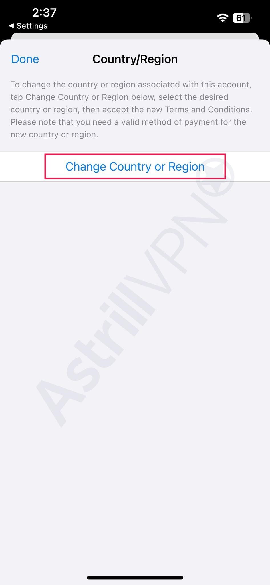 Change Country or Region