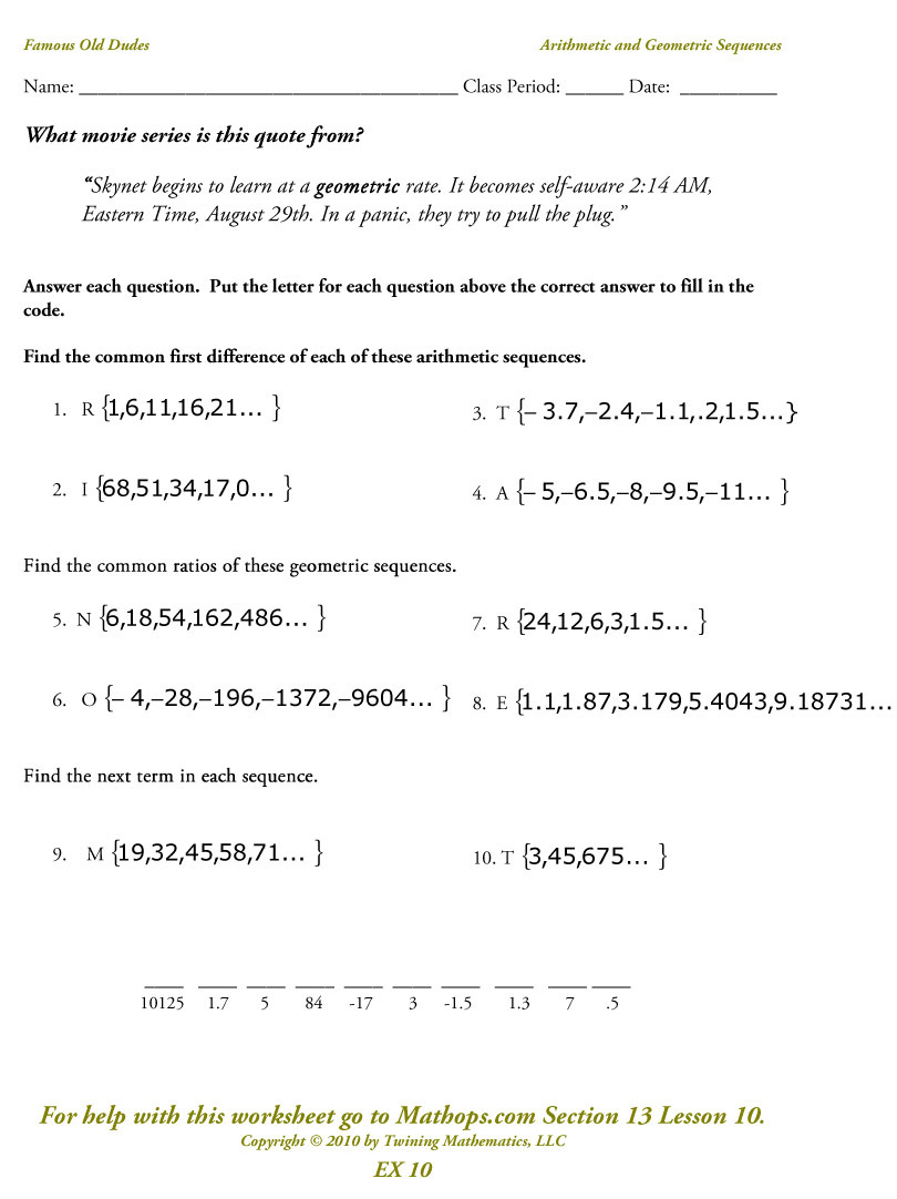 Ex 10 Arithmetic And Geometric Sequences  Mathops