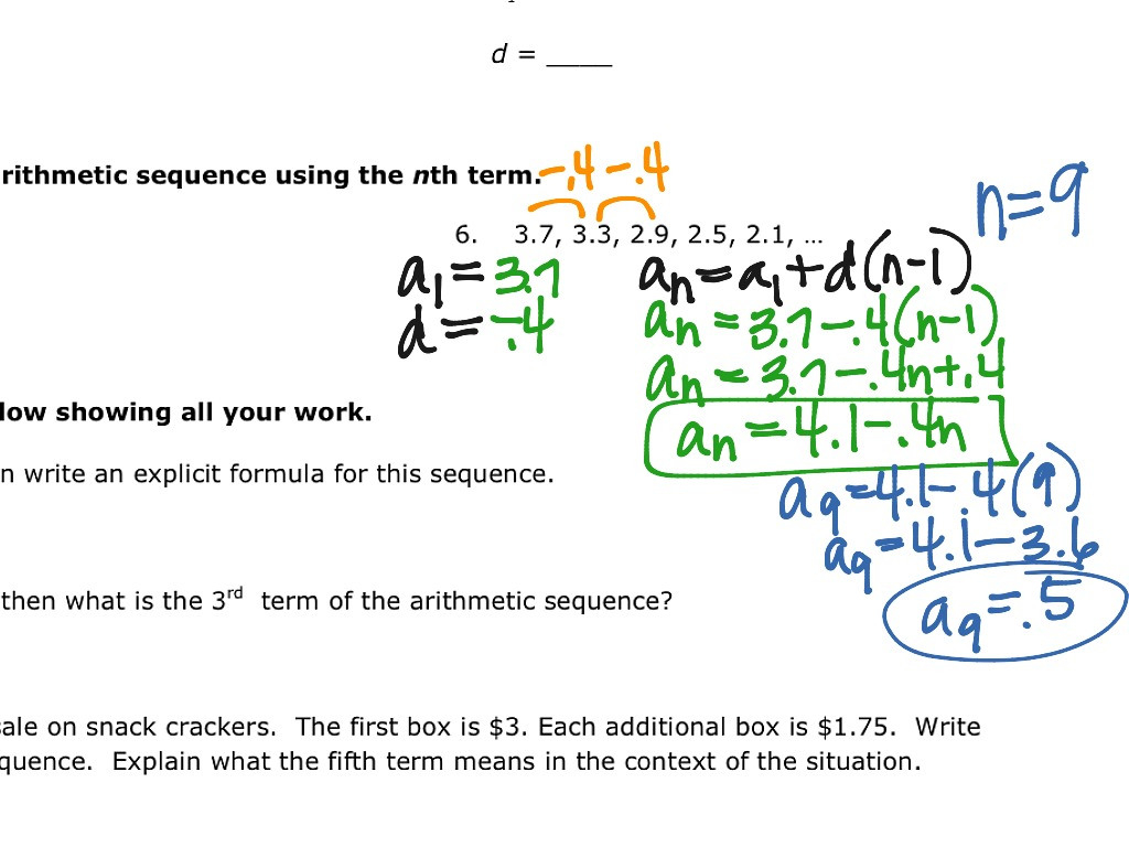 Showme  Arithmetic Sequences Linear Functions